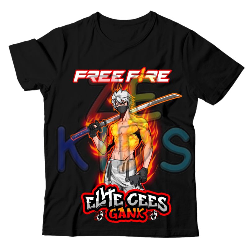 BISA COD FREE NAMA KAOS ANAK LOGO KARAKTER PEDANG KATANA ELITE CEES GANK FF BAJU ANAK LOGO KARAKTER 
