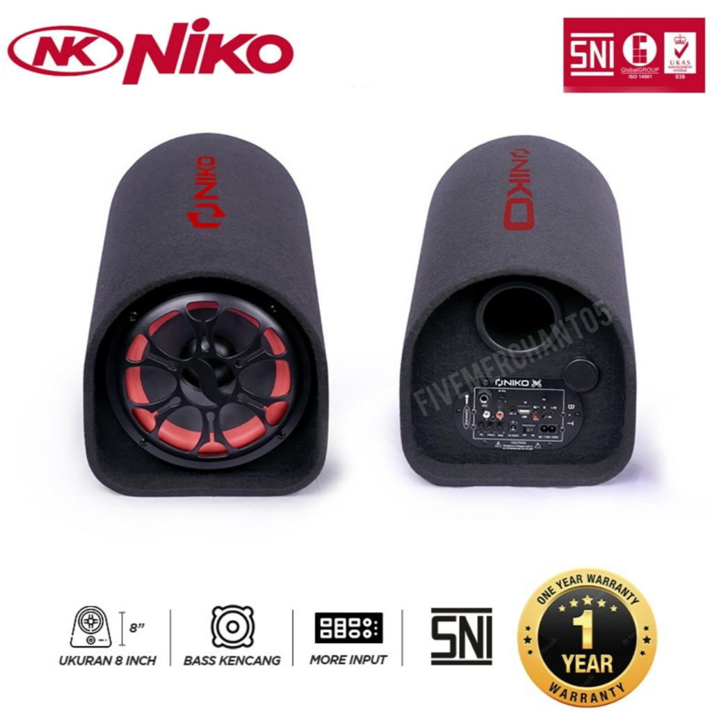 Speaker Portable Niko GL 8 Subwofer 8 Inch Mobil Tabung Bluetooth USB Car Speaker Karaoke Remote