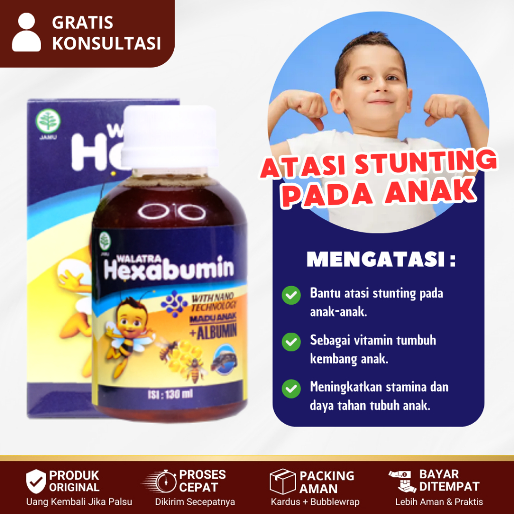 Obat Stunting Anak, Vitamin Tumbuh Kembang Anak, Suplemen Kesehatan Anak - Walatra Hexabumin