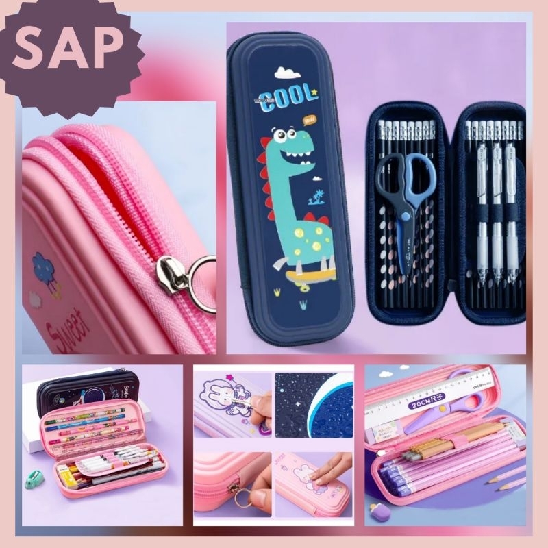 

Tempat pensil karakter anak silikon, penyimpanan pulpen sekat bahan bagus
