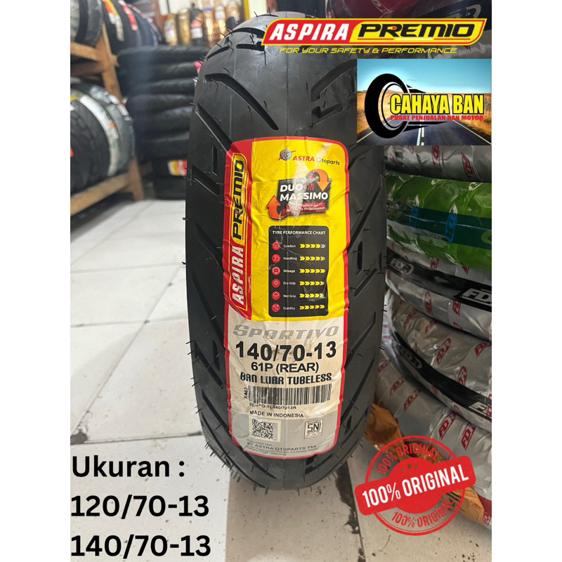 BAN LUAR TUBELESS ASPIRA PREMIO SPORTIVO RING 13 120/70-13 140/70-13 NMAX TL