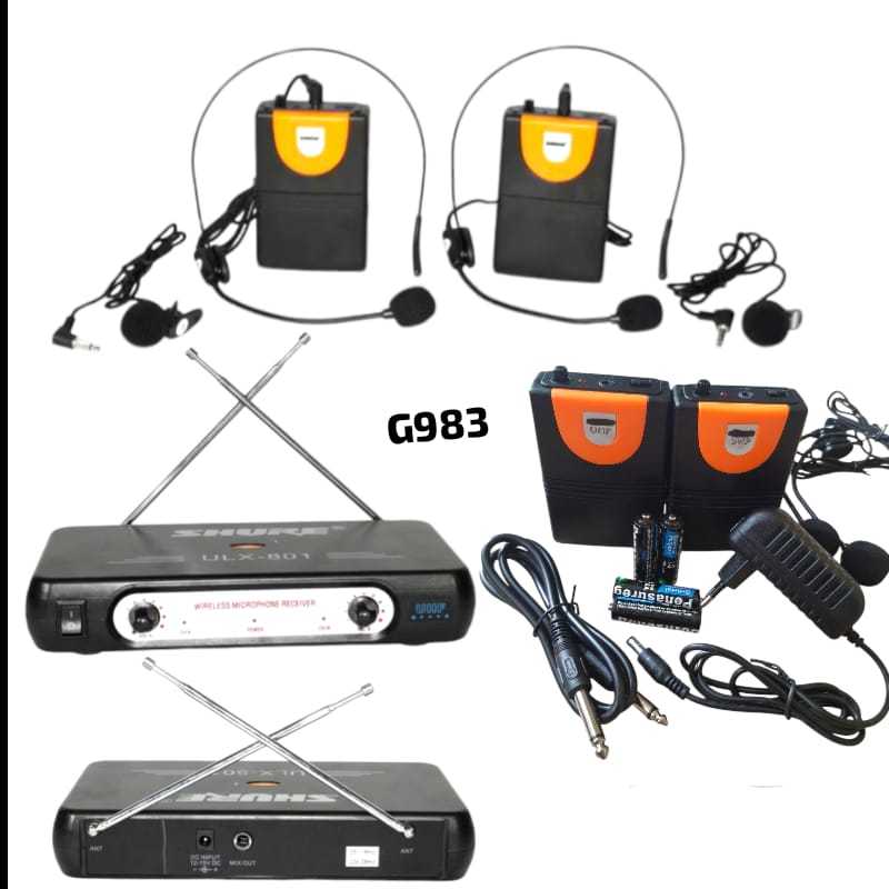 G983 MIC VOCAL BANDO DUAL DIGITAL  WIRELES UHF MIX MIK JEPIT CLIP ON MICROPHONE  WIRELES RECEIVER
