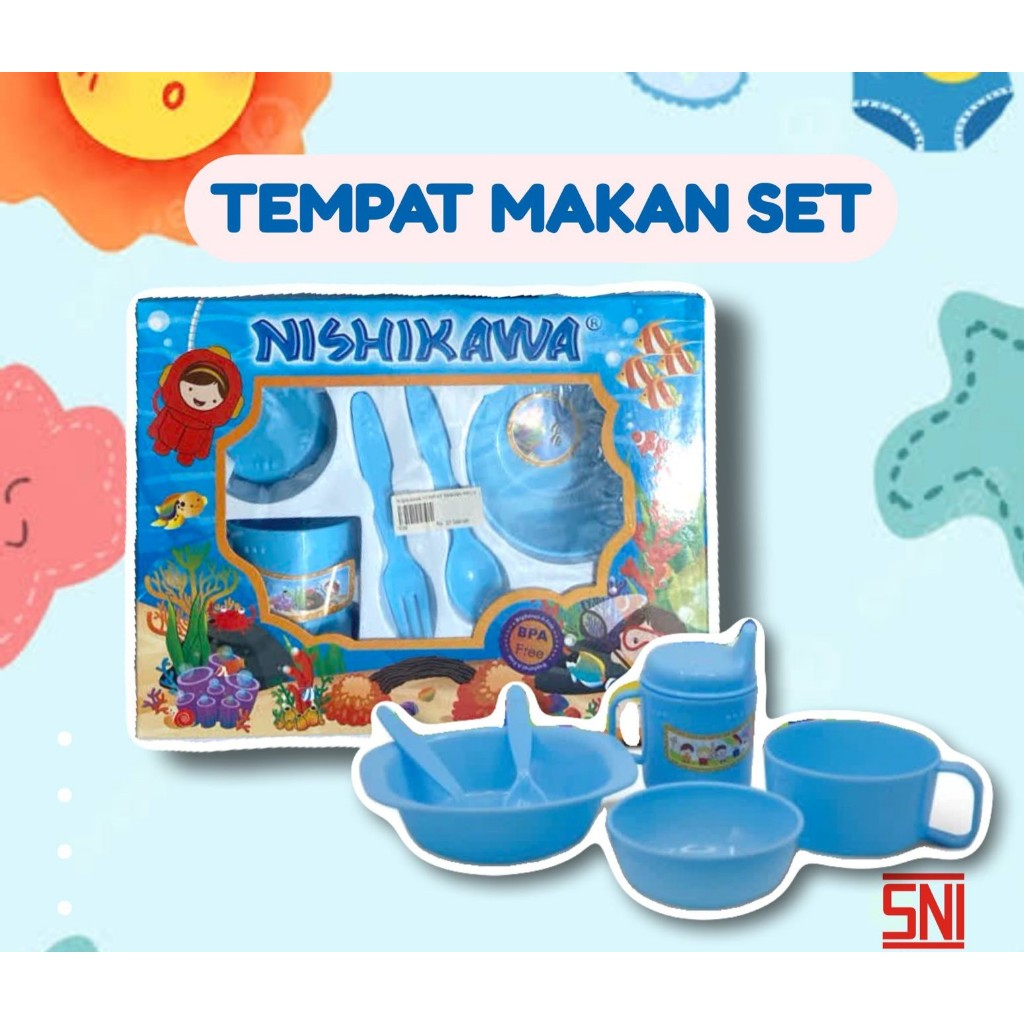 nishikawa tempat makan bayi one set- feeding set anak/tempat makan bayi/set tempat makan bayi
