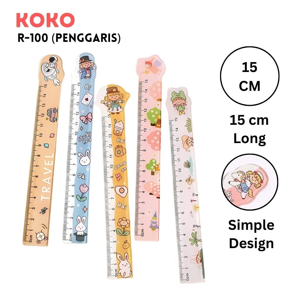 

❤️H2O❤️ Penggaris Sekolah Kantor Koko Motif Lucu Panjang 15cm