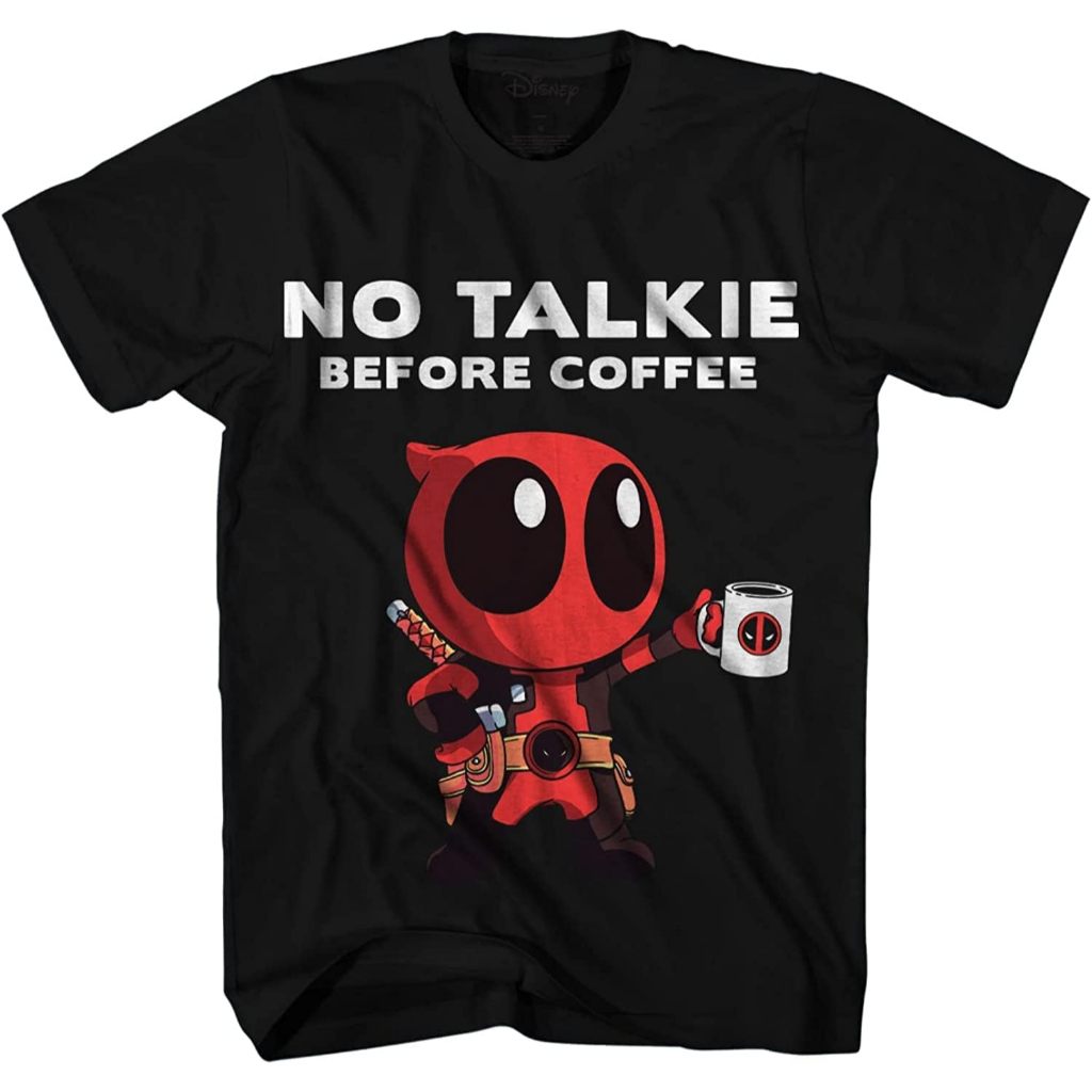 Baju Dewasa Marvel Deadpool No Talkie Before Coffee Mens T-shirt Fashion Pakaian Atasan Kaos Laki Pr