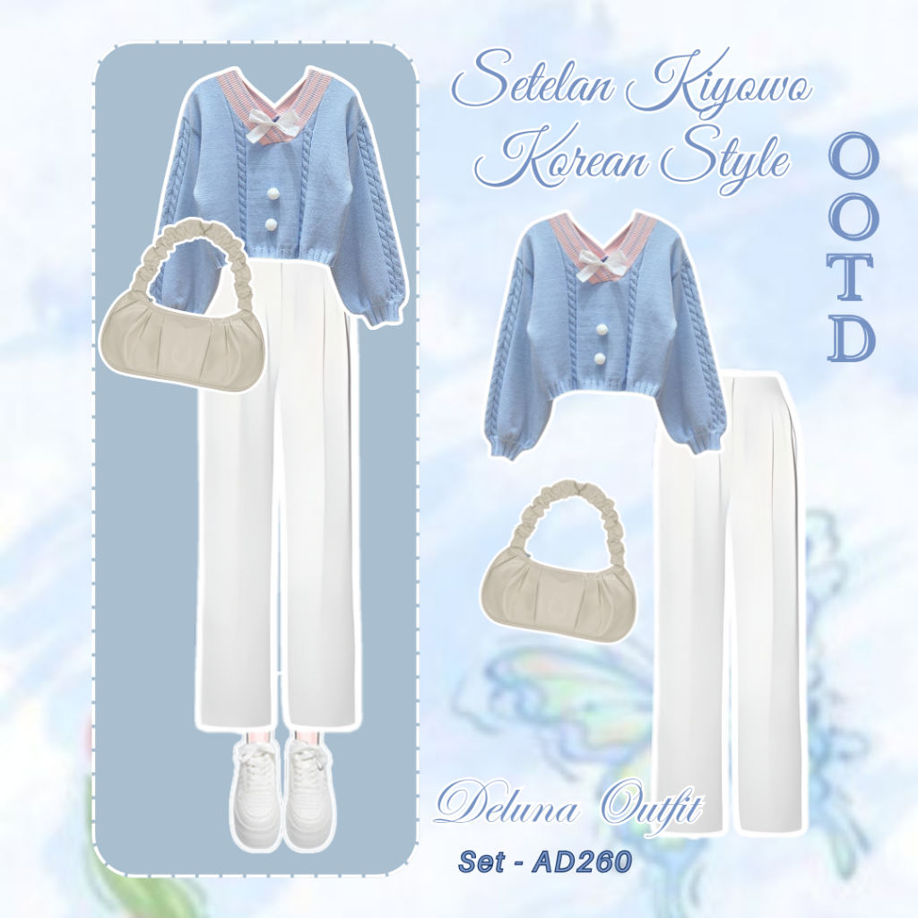 Setelan ootd Wanita Kekinian Korean Style Outfit Wanita Remaja Kekinian Terbaru One Set 3 In 1 Modis