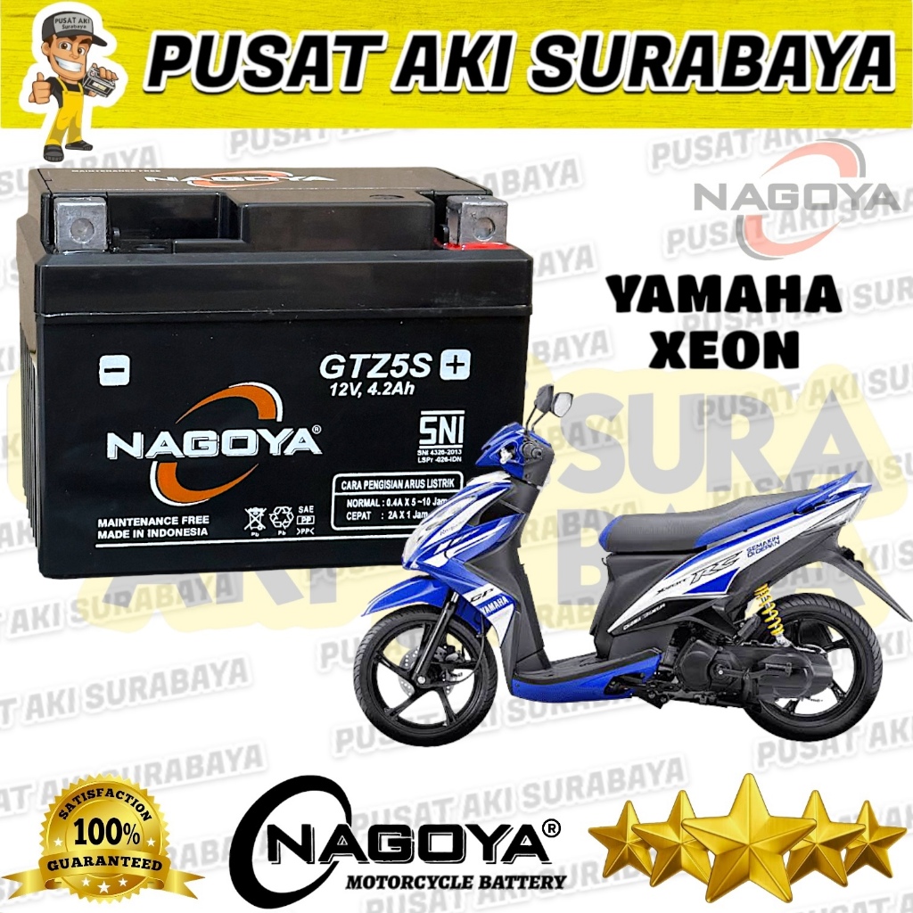 SUPER NAGOYA GTZ5S AKI KERING MF ACCU MOTOR YAMAHA MATIC XEON MIO SOUL GT MIO GT MTZ5S YTZ5S YTZ4V D