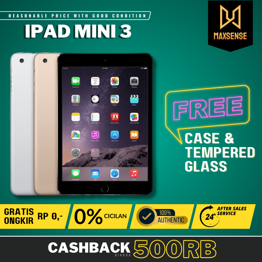 iPad Mini 3 128GB 64GB 32GB 16GB Second Original Resmi