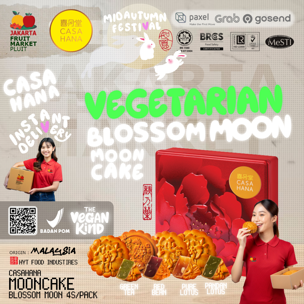 

CASA HANA BLOSSOM MOON RED VEGETARIAN MOON CAKE kue bulan mooncake