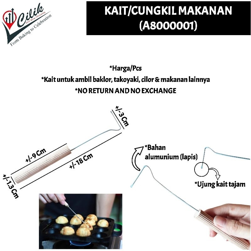 sutil+susuk+kait+kitchen+tool+alat+dapur+ambil+makanan+baklor+cilor+takoyaki+spatula+siamsi+sendok+a
