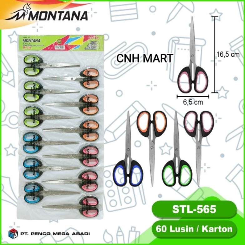 

KODE L43Z Gunting STL 565 Montana Gunting Gagang Warna Renceng Montana Gunting Sedang Harga 12Pcs