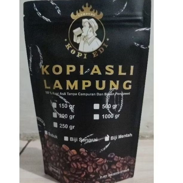 

kopi edi kopi Bubuk Robusta lampung asli dengan biji pilihan biji petik merah 150gr