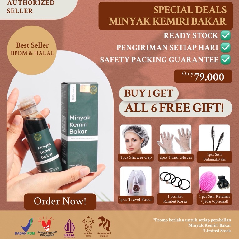 KODE G7T 1 ORIGINAL BPOM Minyak Kemiri Bakar MKB Asli Bali Penumbuh Rambut Alis Bulumata Aman Untuk 