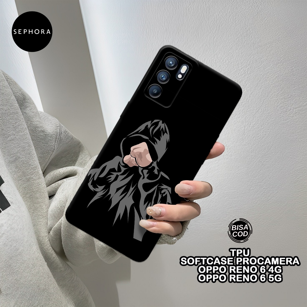 Softcase Oppo Reno 6 Terbaru - Fashion Case Hitam - Case Oppo Reno 6 - Case Pro Camera - Casing Oppo