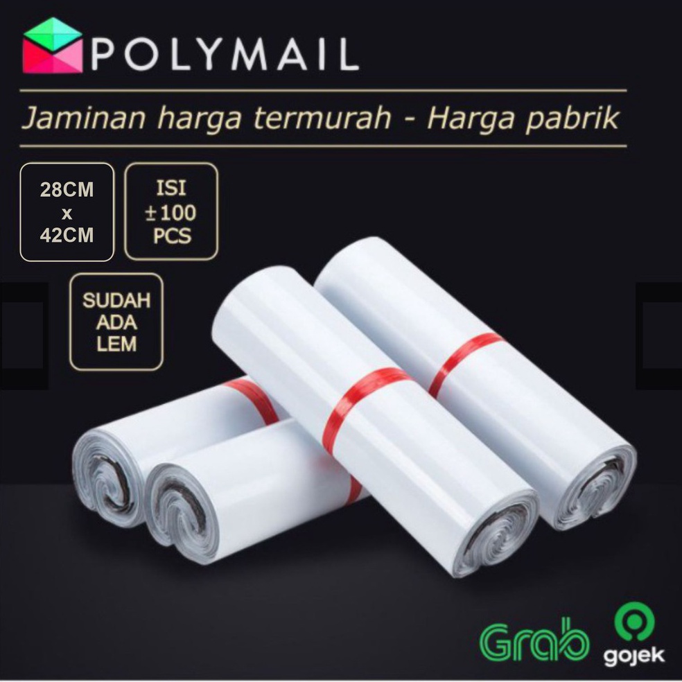 

KODE D22E POLYMAILER 1PCS 28x42CM PUTIH PREMIUM GLOSSY PLASTIK POLYMAILER WHITE