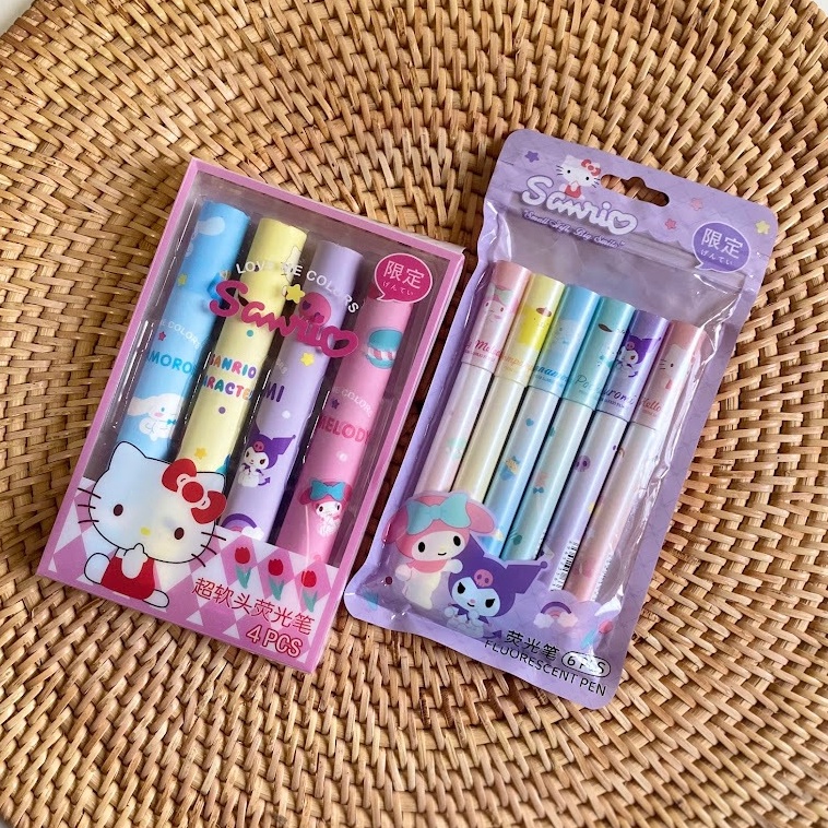 

KODE A32U Stabilo Set isi 4 Karakter Kartun Sanrio Cinnamoroll My Melody Kuromi Hello Kitty Lucu Unik Kado Gift Hadiah