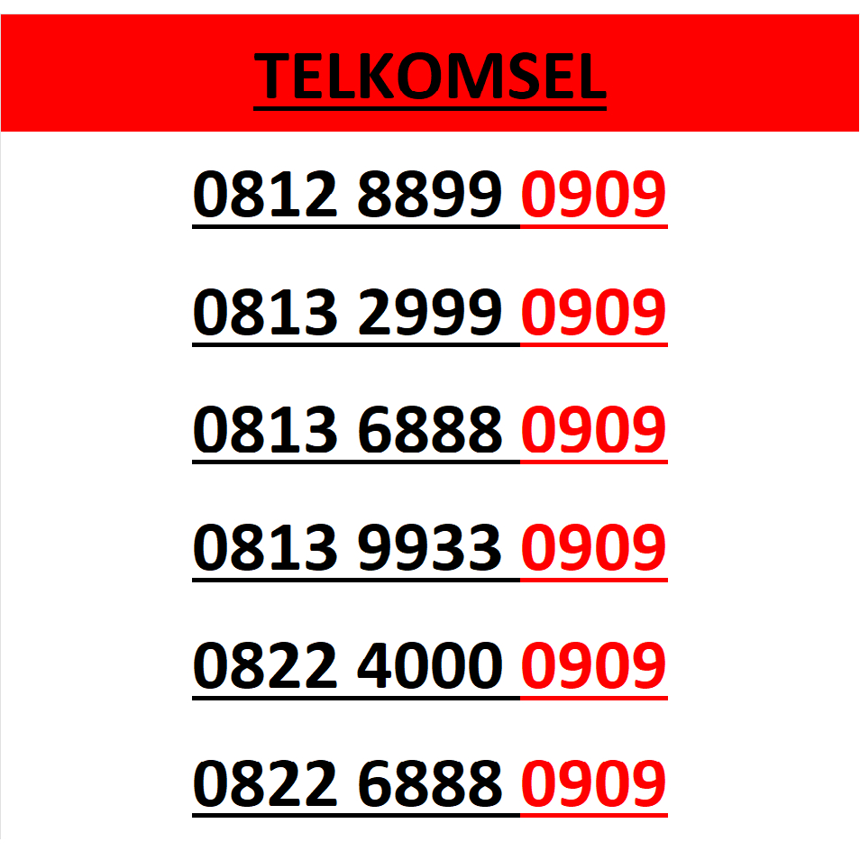 Nomor cantik telkomsel simpati seri abab 0909 murah lengkap w3500