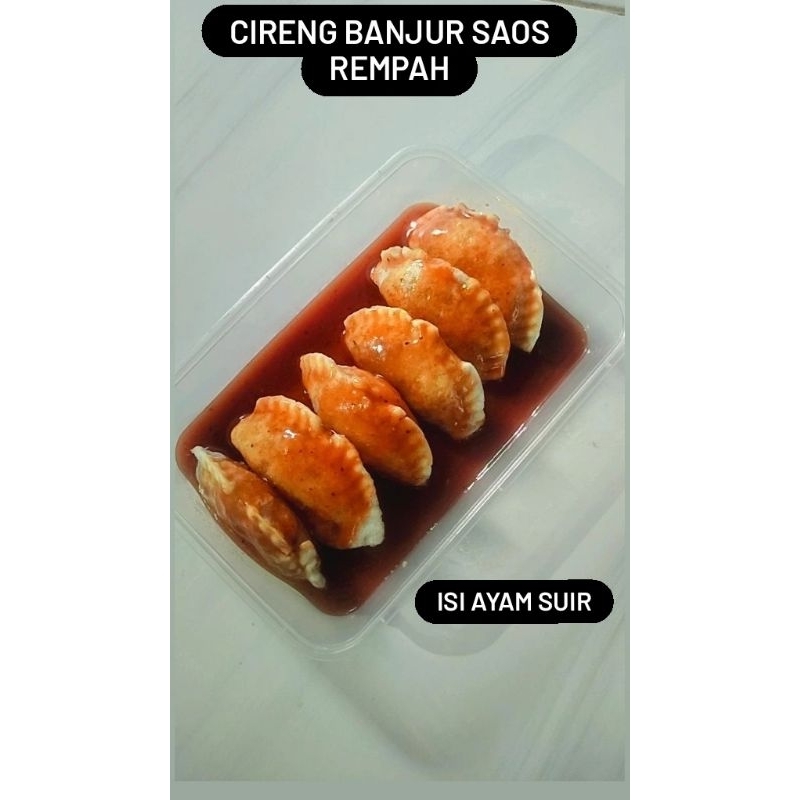 

cireng isi ayam suwir pedas saos rempah