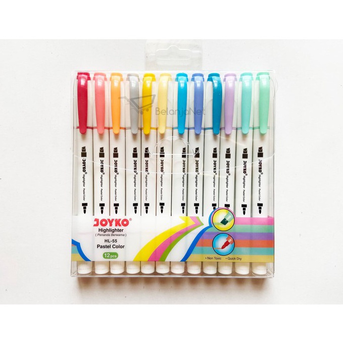 

KODE Q12I Highlighter Penanda Joyko Warna Pastel 1 Set 12 Color HL55
