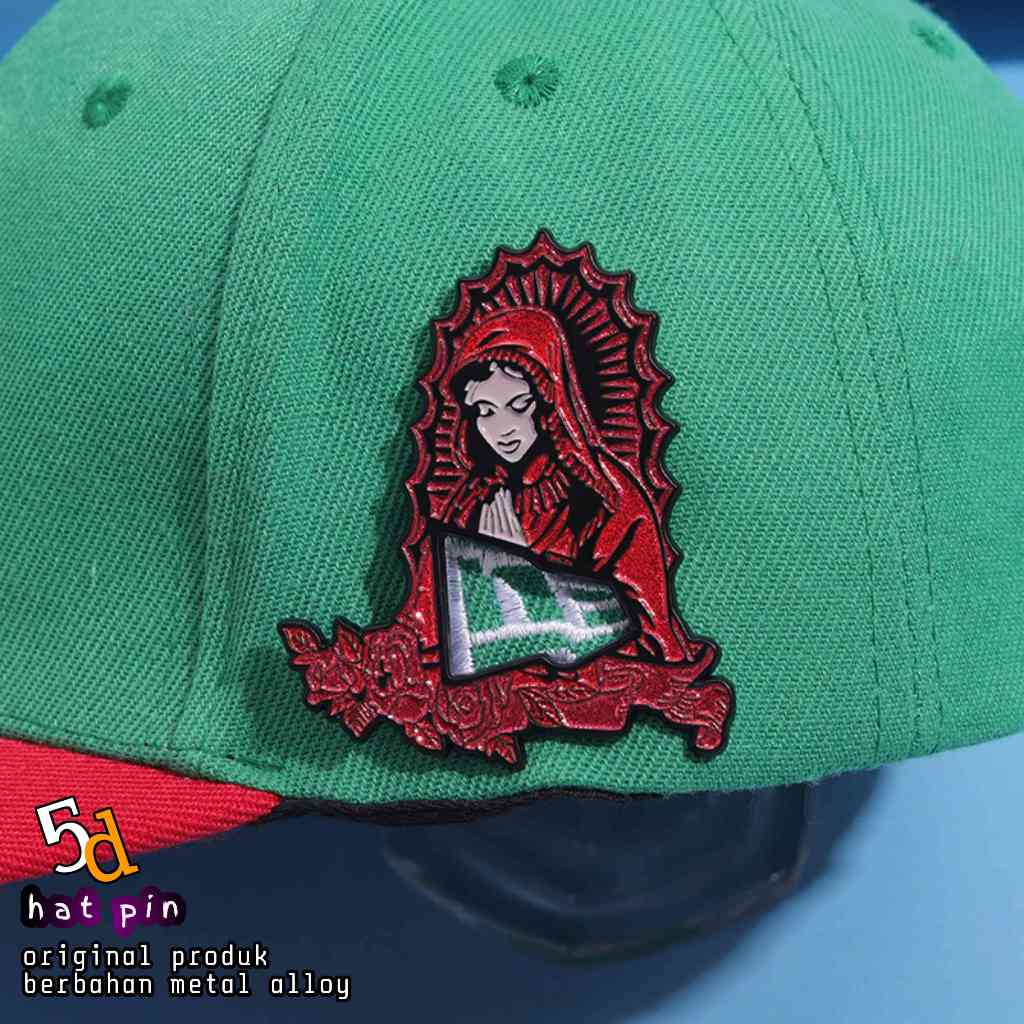 PIN TOPI NEW ERA BINGKAI VIRGIN MARY RED