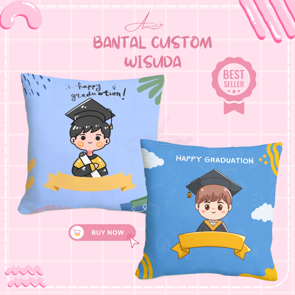 BANTAL GRADUATION COWOK / KADO WISUDA / BANTAL CUSTOM WISUDA  MURAH