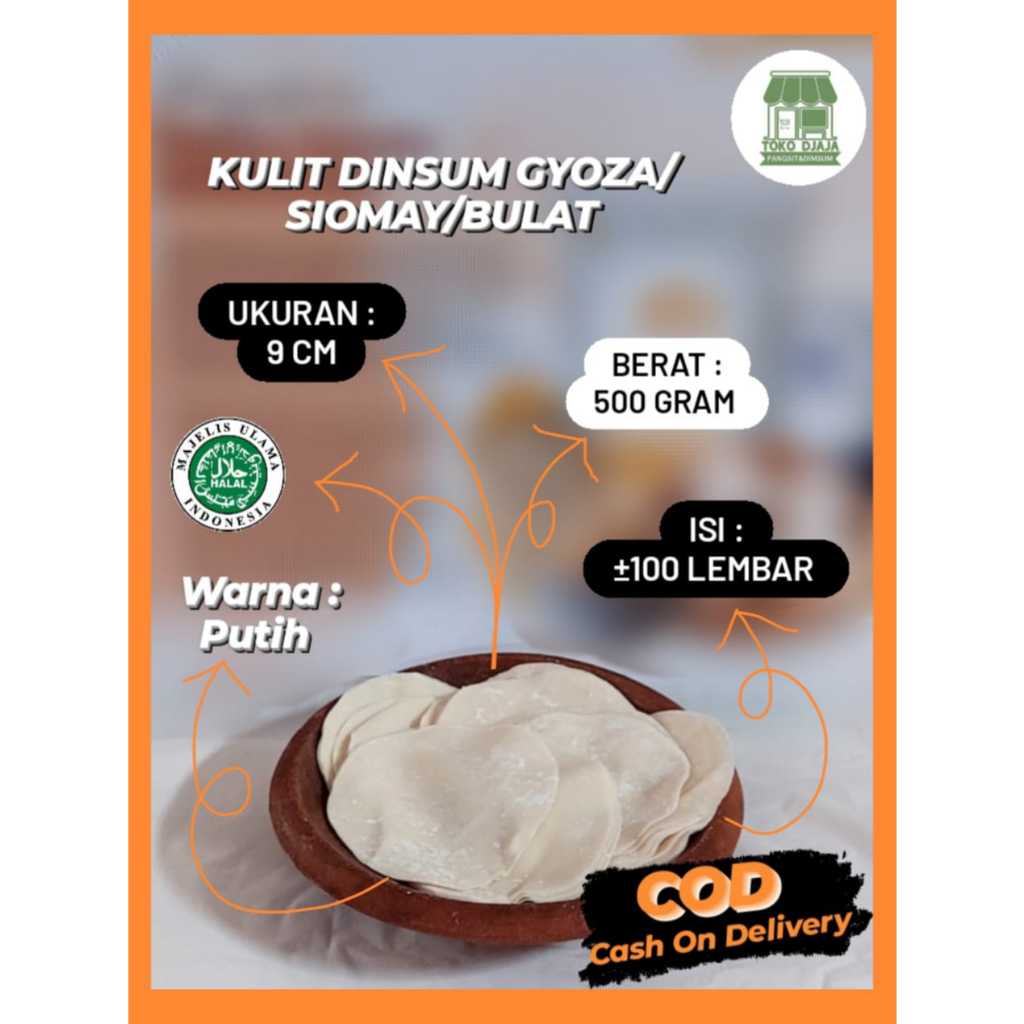 

Kulit Dimsum Bulat Diameter 9cm Warna Putih Isi 500gram Kulit Siomay Gyoza Enak Halal Tipis Bergizi Elastis