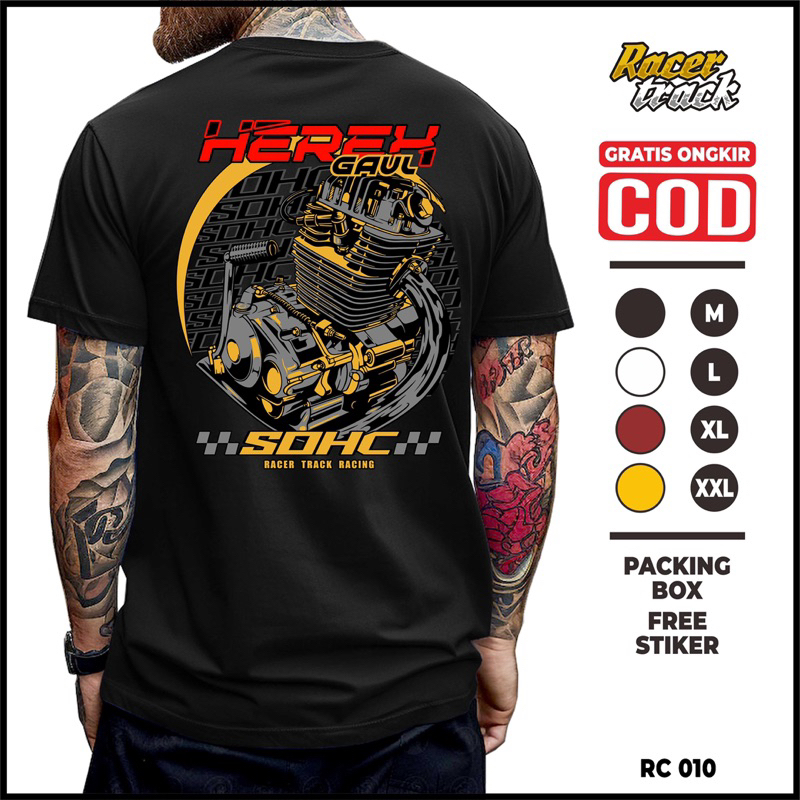 Kaos Mesin Sohc Herex Lengan Pendek Baju Pria Atasan Herex Unisex Bisa Cod