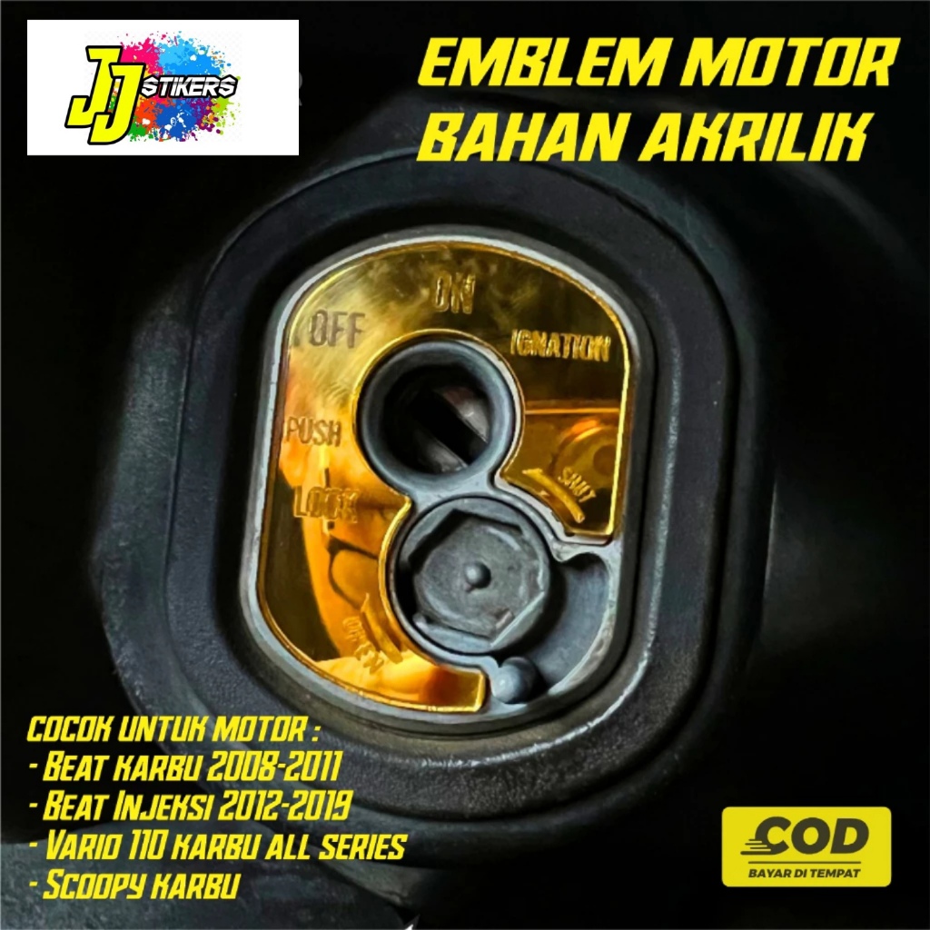 Emblem kunci kontak Akrilik acrylic beat karbu, scoopy karbu, vario karbu, dan beat fi