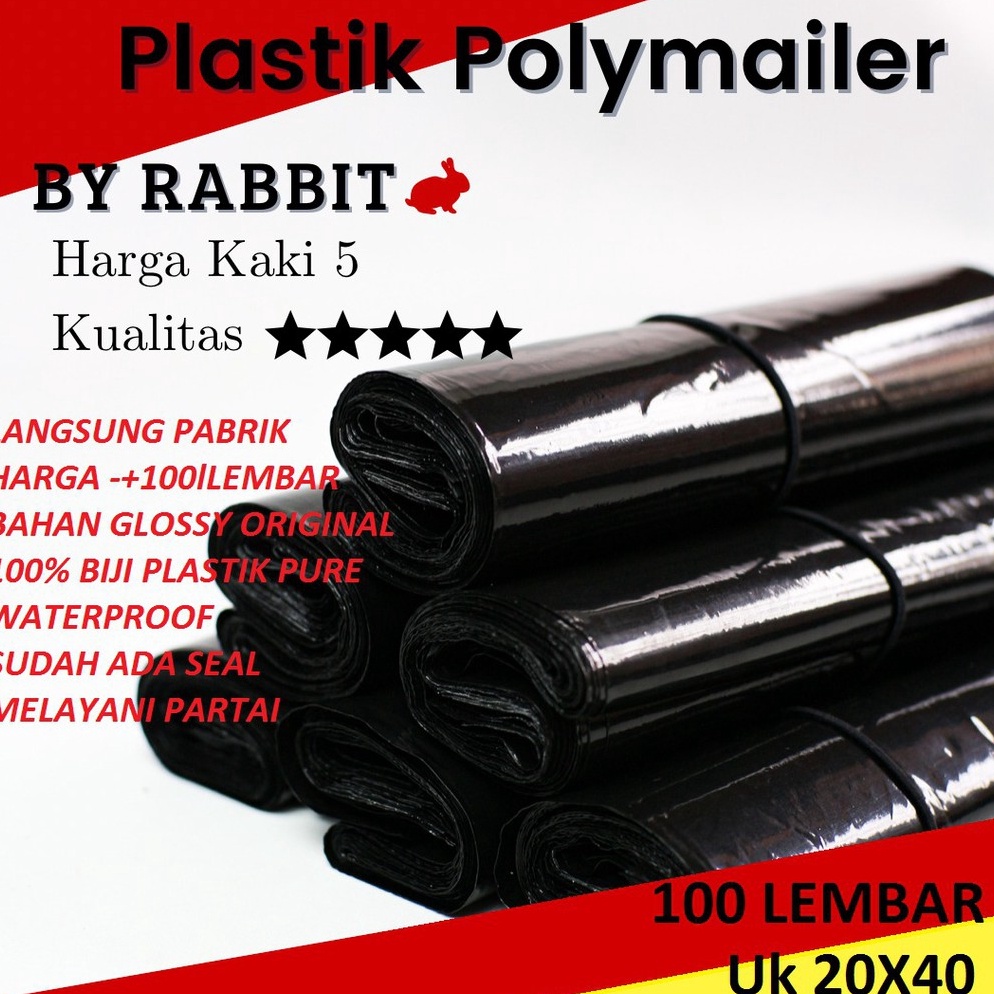 

KODE R47H polymailer kantong online hitam glossy 2x4 kantong Plastik polymailer amplop packing online