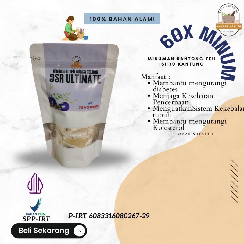 

Teh Bunga Telang JSR Paket 1 bulan isi 30 Kantung - Minuman Teh Bunga Telang - Teh Bunga Telang