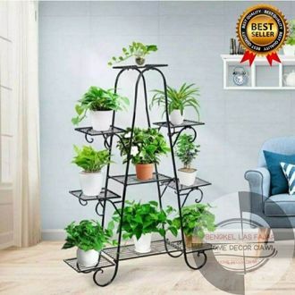 rak pot bunga besi 9 susun / standing rak pot 9 susun / rak bunga besi tinggi 1m