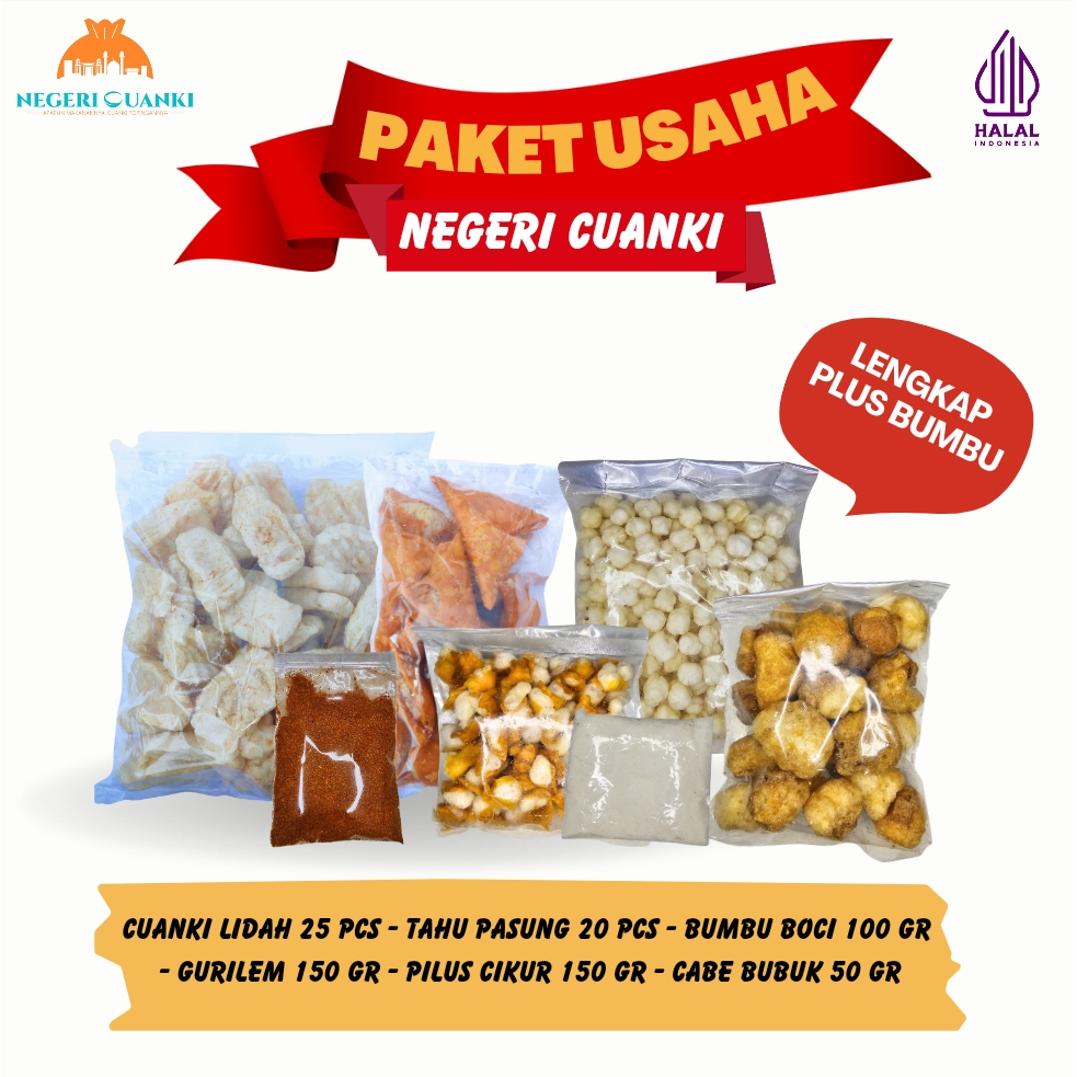 

Paket Lengkap Cuanki Plus Bumbu dan Cabe Bubuk Paket Usaha Seblak Baso Aci Bakso Cuanki Lidah Somay Mini Pilus Cikur Tahu Pasung Cabe Bubuk Bumbu Boci CipetGratis Packing Kardus