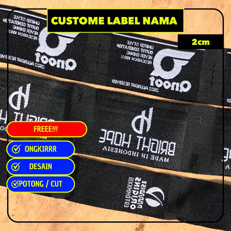 

Label nama baju | label woven | custome woven labels