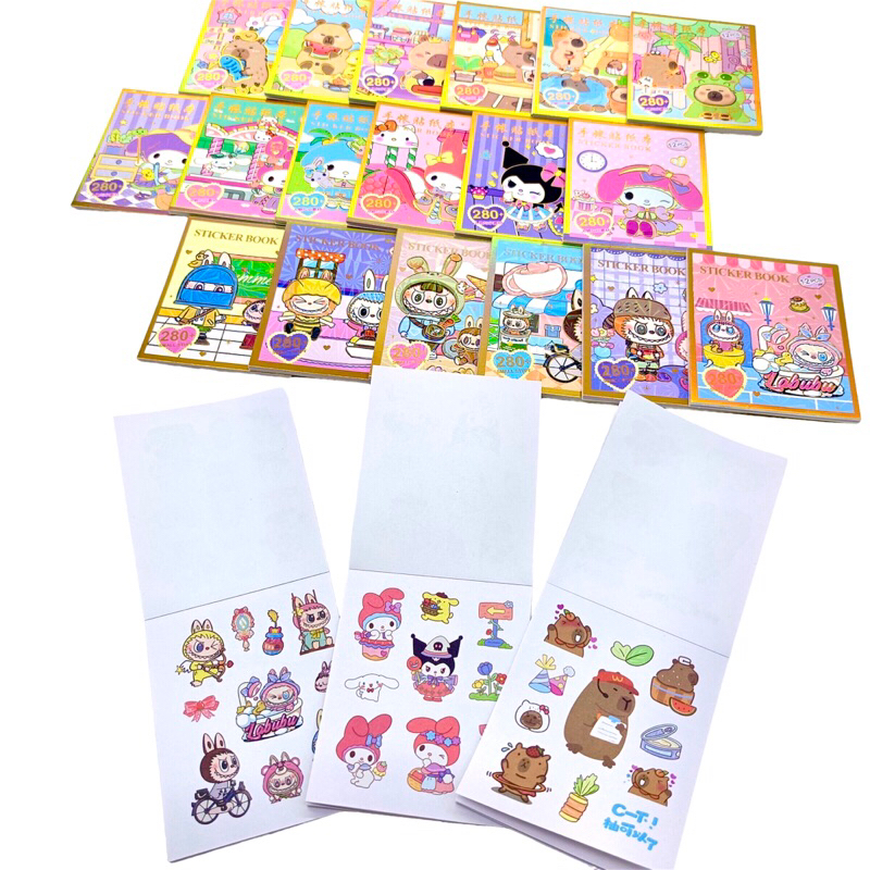 

(2 PCS) BUKU STICKER SZ-301 MIX SANRIO LABUBU CAPYBARA / STICKER KERTAS / MAINAN ANAK KUROMI MELODY
