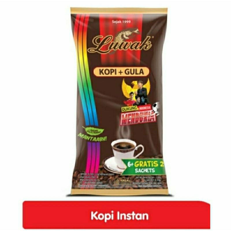 

Kopi Luwak Plus Gula Black Coffee Bag 6 + 2 x 23 gr