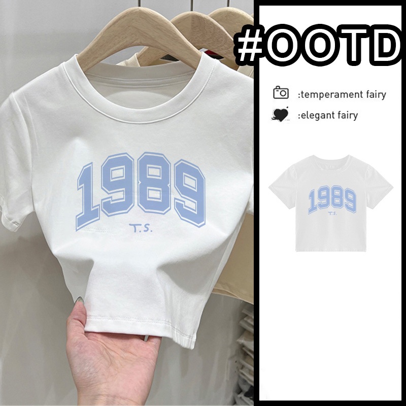 Kaos Pendek Longgar Crop Top Wanita Y2k Retro Style Putih Kaos Wanita Premium Kaos Wanita Lengan Pen