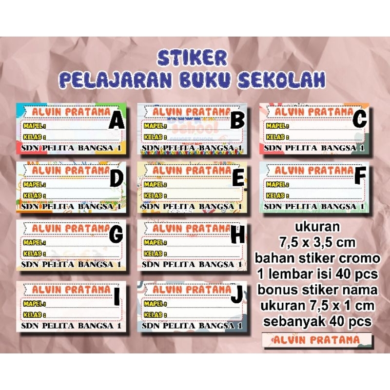 

stiker mata pelajaran. stiker nama pensil 40 pcs-label buku pelajaran sekolah-stiker mata pelajaran