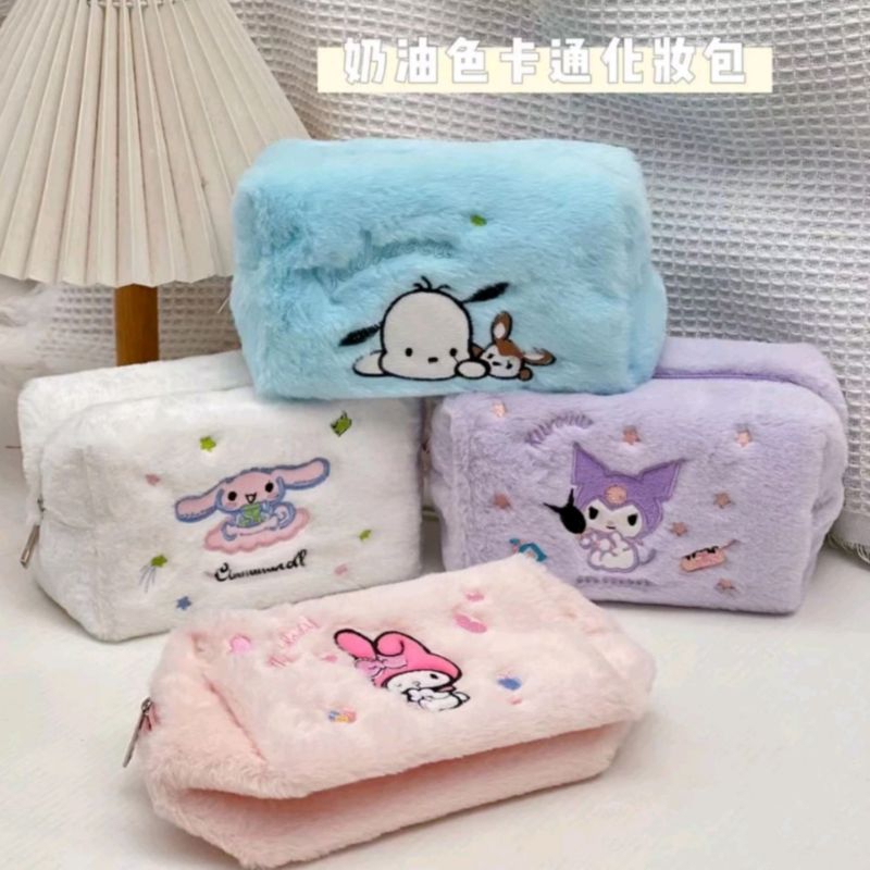 

KIANDAA Tempat Pensil Bulu Kapasitas besar Motif Sanrio pencil case cute pouch kuromi melody cinnamoroll lucu