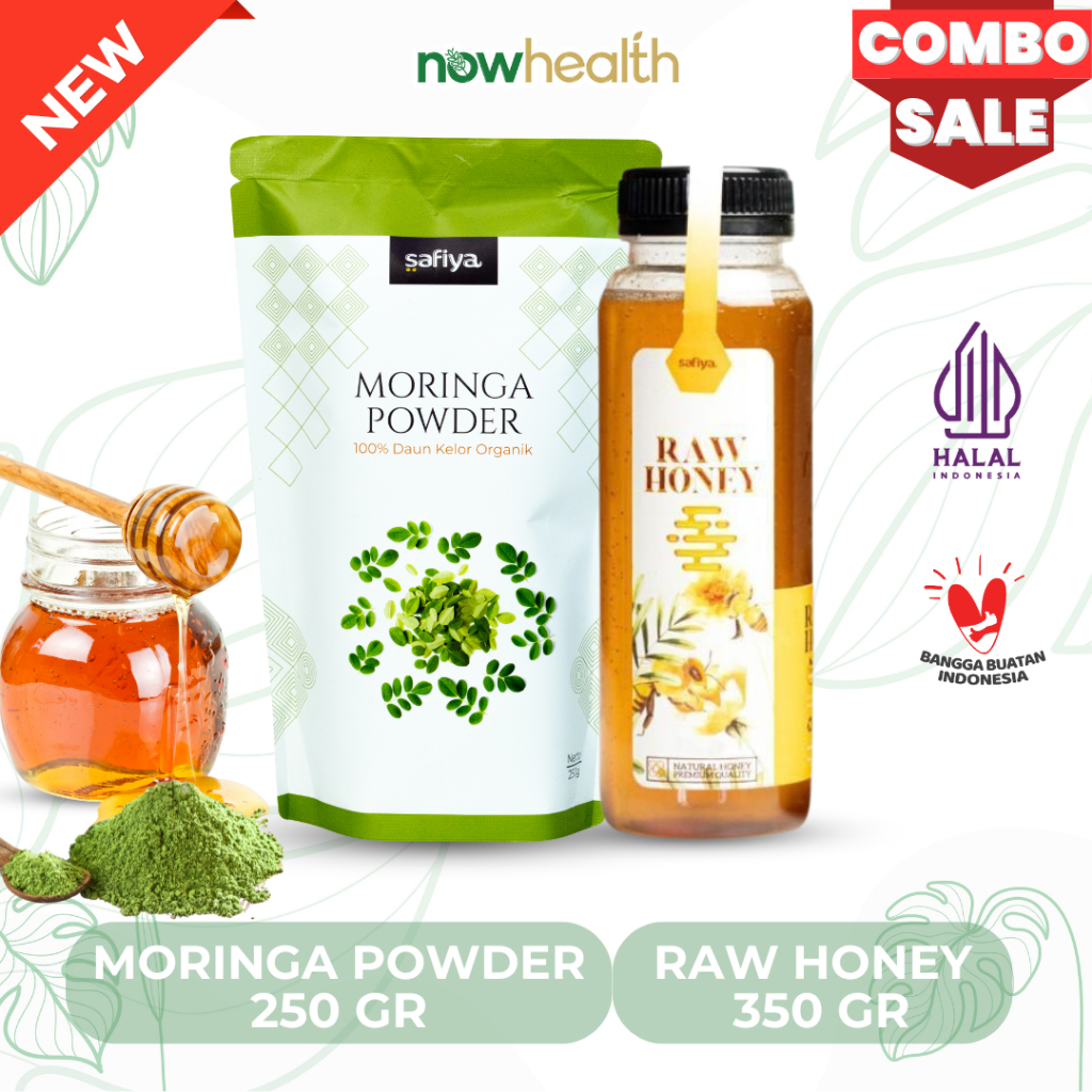 

[Paket Hemat Sehat] Moringa Powder 250 gr + Raw Honey 350 gr | Bubuk Daun Kelor Serbuk Organik Madu Murni Asli Original Safiya