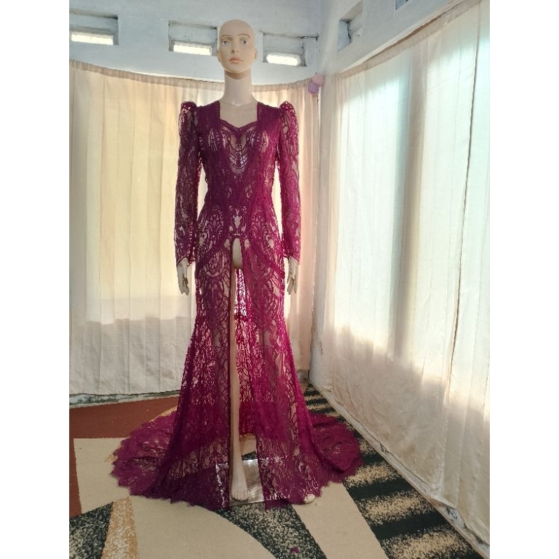 kebaya pengantin bahan semi francis