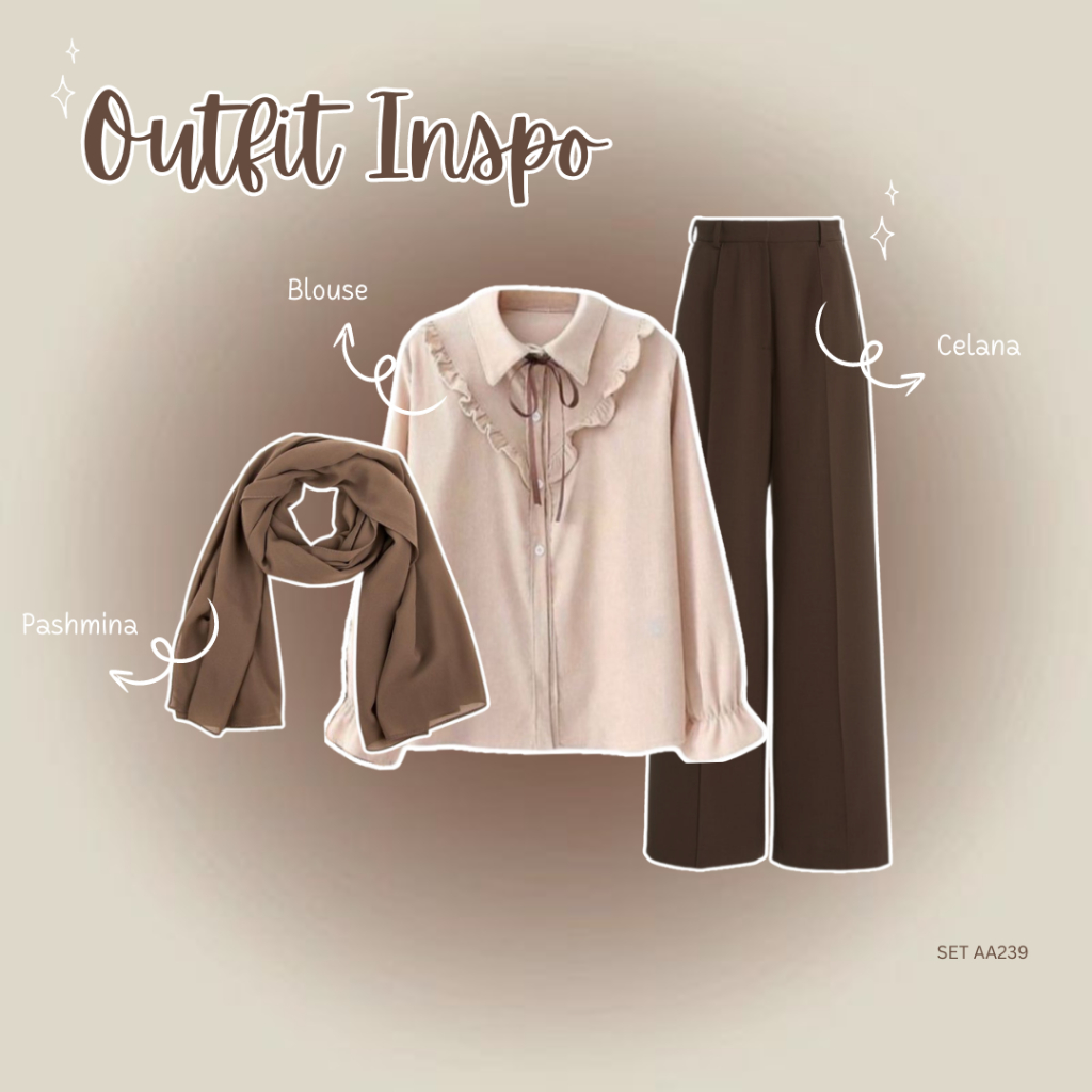 Cute Outfit One Set Wanita Korean Style Outfit Pinterest OOTD Korean hangout, nongkrong Set AA239