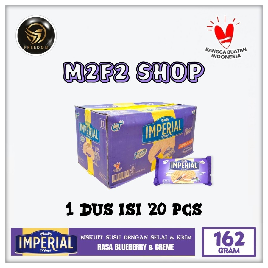 

Imperial Creme Blueberry | Biskuit Susu Selai Rasa Bluberi & Krim - 162 gr (Kemasan Karton)