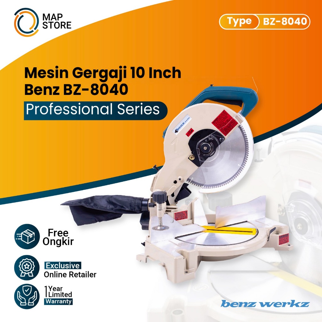 Mesin Potong Aluminium Kayu Sudut 10" / Miter Saw By Benz BZ 8040