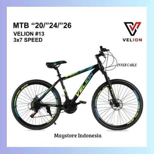 SEPEDA MTB UKURAN 20/24/26/27,5 VELION 13 CAKRAM MURAH 3X7 SPEED / SEPEDA GUNUNG VELION - HitamOrang