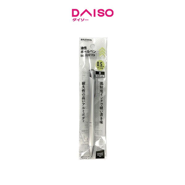 

Daiso Aluminium shaft low viscosity oil-based knock type ballpoint pen silver