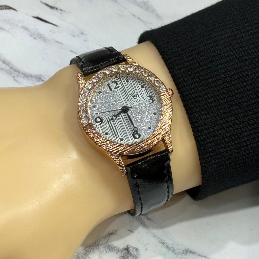 Jam Tangan Wanita Terlaris Rolex Strap Kulit Glossy