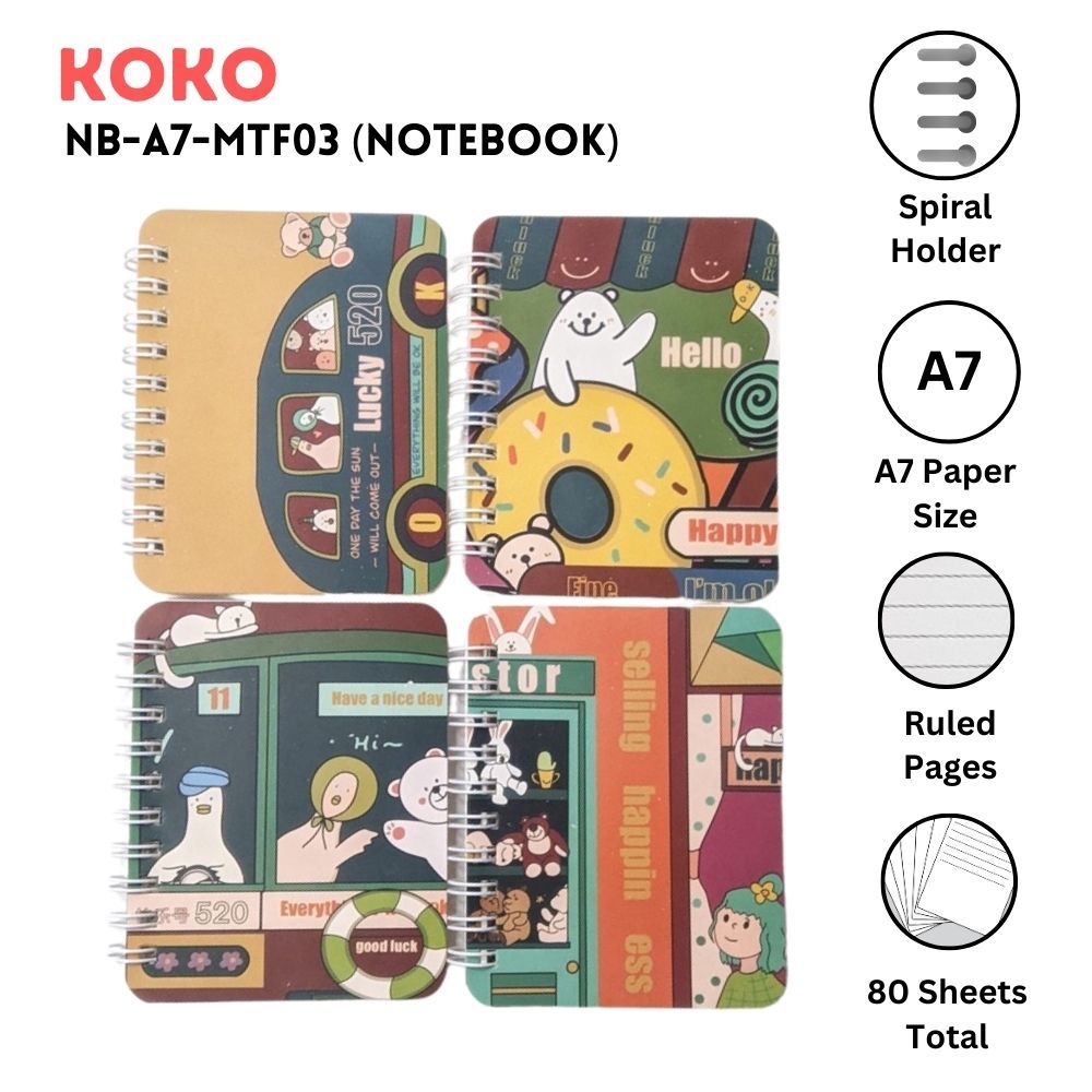 

❤️H2O❤️ Notebook Buku Tulis A7 Koko isi 80 lembar NB-A7-MTF01 Happy Bus