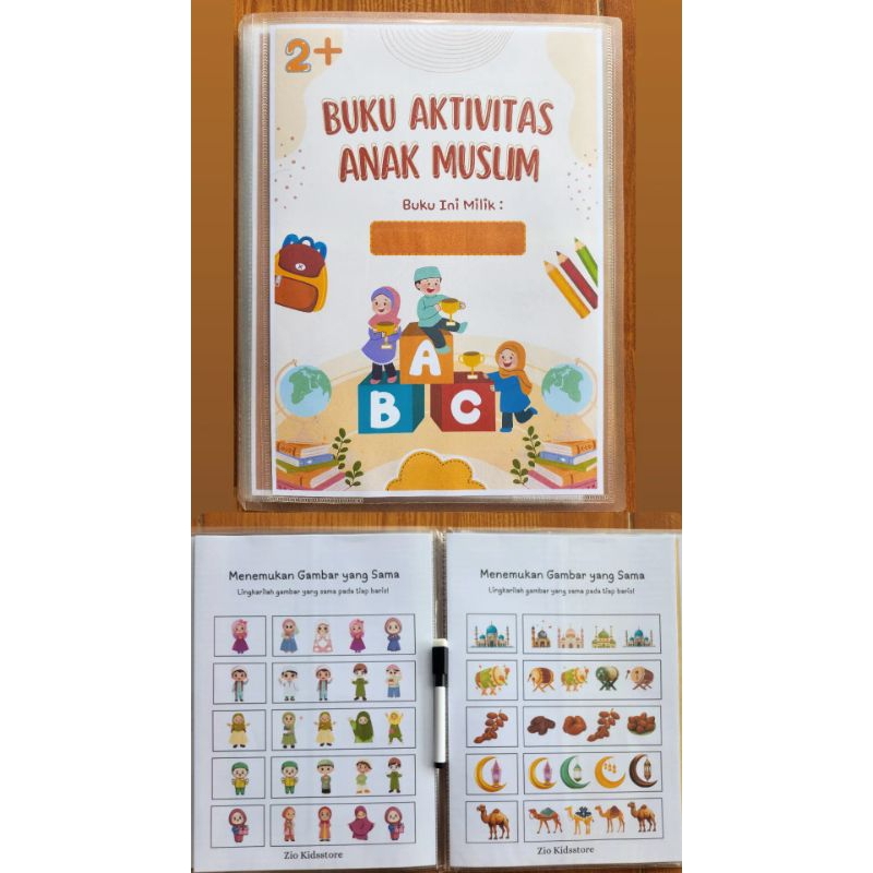 WORKSHEET ISLAMI / BUKU AKTIVITAS ANAK MUSLIM 2-5 TAHUN WIPE & CLEAN A4 40 HALAMAN