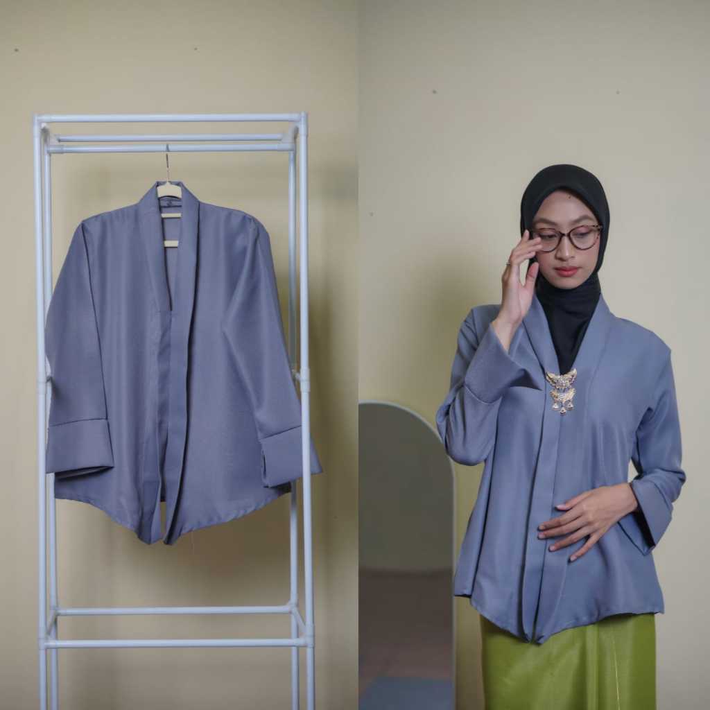 Kebaya Kartini Polos - BDG-KEBAYA KUTUBARU KARTINI ENCIM MODERN BUSUI KEBAYA FLOY teracota nude sage