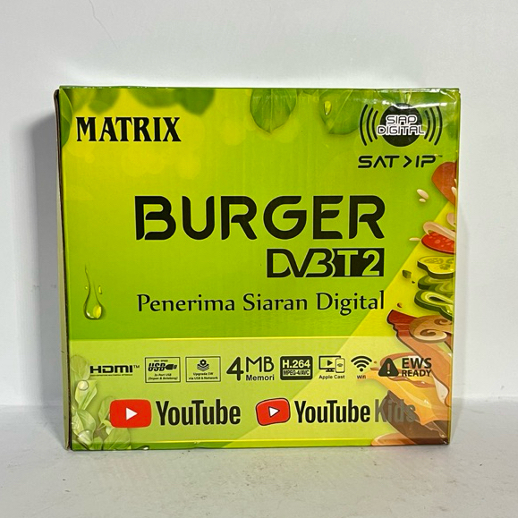Matrix Burger Set Top Box STB Receiver Penerima Siaran TV Digital Full HD DVB T2 Jernih HDMI SNI